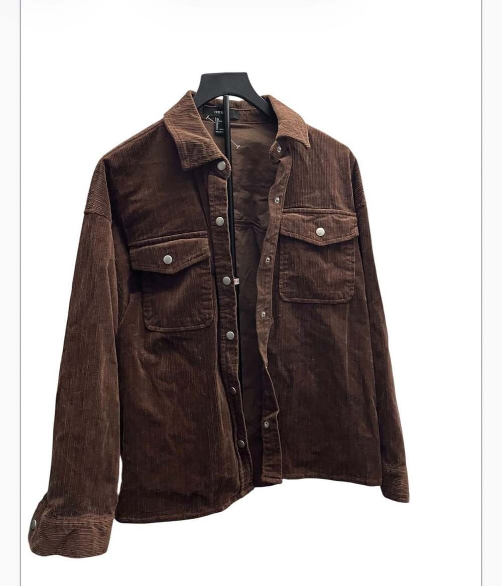 Forever 21 Brown Corduroy Button-Down Overshirt Shacket